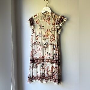 FARM Rio Floral Ruffle Sleeve Dress - Size XS NWT